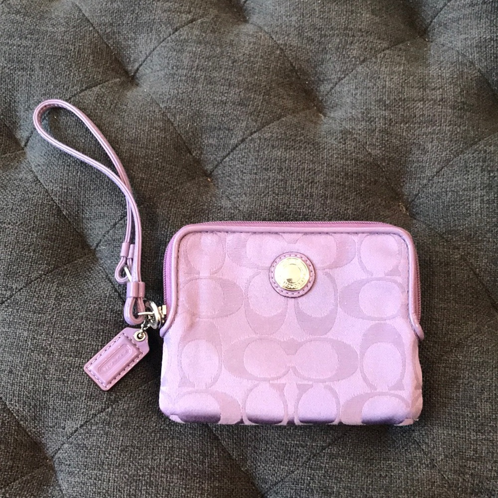 Coach wristlet with back pocket. Purple